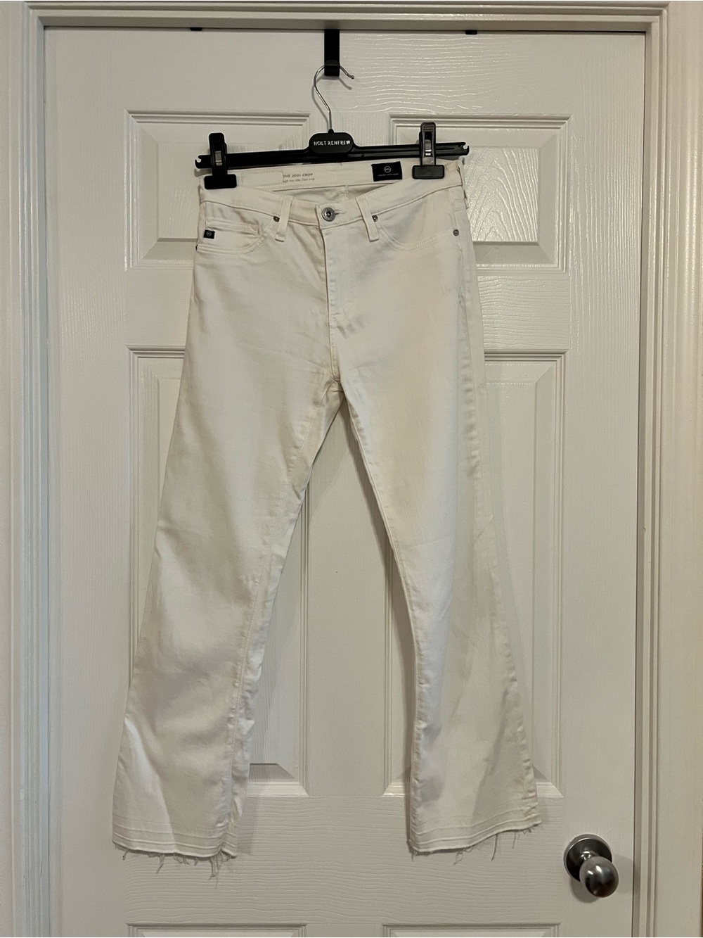 AG The Jodi Crop (High-rise Slim Flare Crop) in White Denim, Size 25R